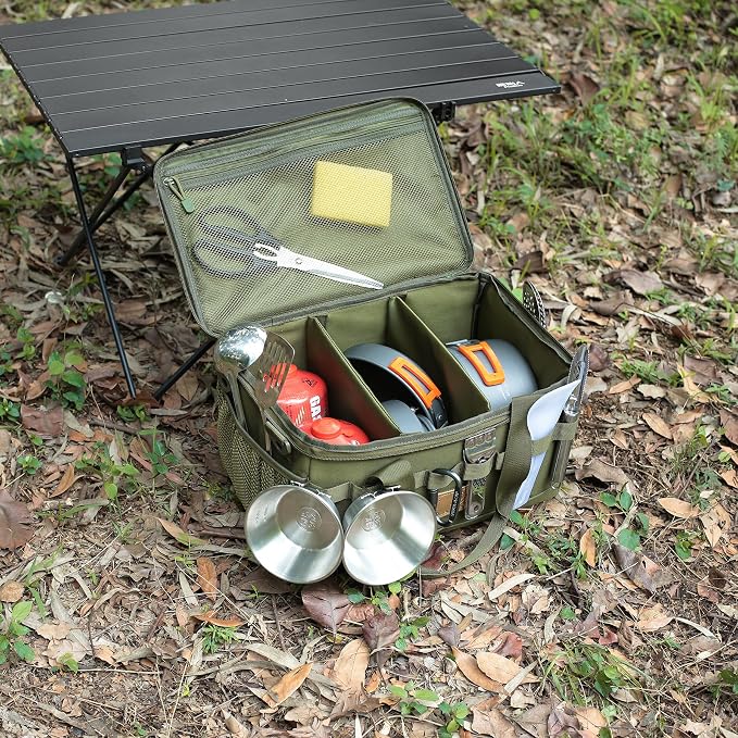 Tactical Camping Storage Bag 18L Tactical Utility Tote Bag Camping Cookware Organizer Trunk Organizer (Army Green) - Image 5