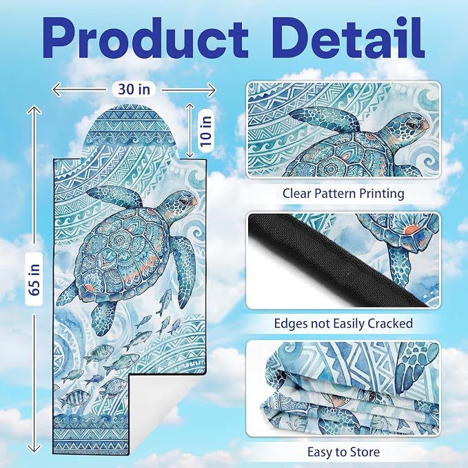 2 Pack Car Seat Towel Covers, Sweat-Proof Microfiber Seat Protectors for Gym, Running, Beach & Workout, Breathable Quick-Dry, Machine Washable, Ink-Style Sea Turtle Print, Universal Fit - Image 2