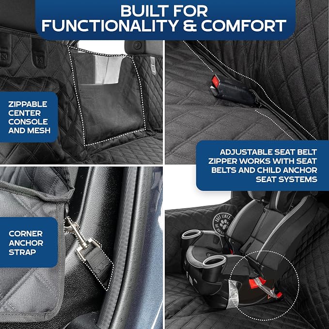 Ruff Liners XL Dog Hammock for Car, Waterproof - As Seen on Shark Tank | Patented door panel protection, waterproof, machine-washable, heavy-duty materials with touch fasteners and belt slots - Image 4