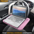 EcoNour 2 in 1 Car Steering Wheel Desk | Steering Wheel Tray for Laptop | Pink Food Table Tray for Eating with Drinks Holder | Car Accessories - Image 2