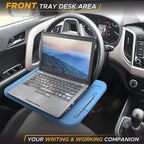 EcoNour 2 in 1 Car Steering Wheel Desk | Steering Wheel Tray for Laptop | Car Mount with Pen Holder | Car Food Tray for Eating with Drinks Holder | Multipurpose Travel Car Accessories | Blue - Image 2