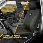 CAT Flexfit Green Black Seat Covers for Cars, Trucks, & SUV - (2) Front Car Seat Cover Front Seat Protectors - Airbag Compatible Seat Covers for SUV Interior Covers & Truck Seat Cover Car Accessories - Image 6