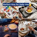 Food Trays for Eating on Couch - 2 Pack - Non Slip Dinner Trays for Eating Set of 2 Non Slip Serving Tray and Food Tray with Handles (White) - Image 5