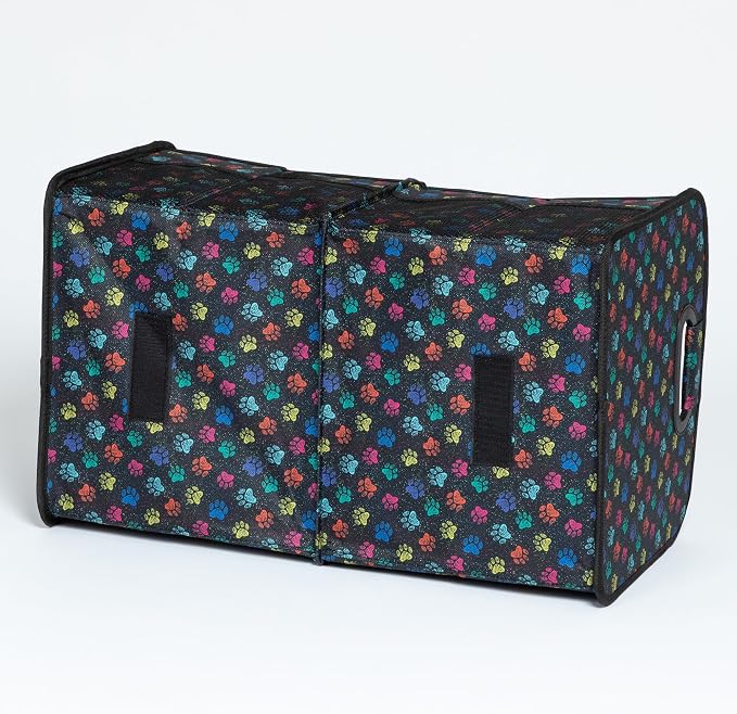 GreaterGood Paws Car Trunk Organizer Foldable Storage Bin with Handles Non Slip Base Pet Gear Travel Tote for SUV Truck (Confetti Paws) - Image 7