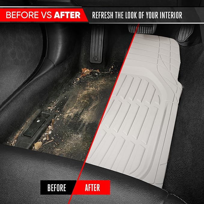 MotorTrend FlexTough White Car Floor Mats Rubber All Weather Automotive 2pc | Front Floor Mats for Cars - Waterproof White Car Mats Accessories Universal Fits Most Sedans, Compact SUV, Small Trucks - Image 6