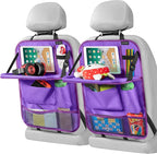 LUCMO Car Backseat Organizer with Foldable Tablet Holder, Dark Purple | 2 Pcs,6 Storage Pockets,Foldable Food Tray,Protectors Kick Mats,Travel Accessories,Seat Cover,Road Trip Essentials by LUCMO