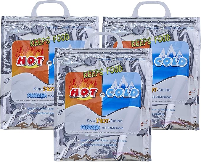 Superio Hot and Cold Insulated Bags for Food Delivery, Grocery Shopping Bags, Food Storage for Hot and Frozen Food for Travel, Disposable Cooler Bag, Reinforced Thermal Lunch Bag (3, 12"x13.5") by Superio