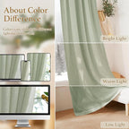 RYB HOME Extra Long Linen Curtains 120 inches for Living Room, Light Filtering Privacy Protection Vertical Decorative 2 Panels Set Window Treatments for Bedroom, Sage Green, W 52 x L 120 inches - Image 7