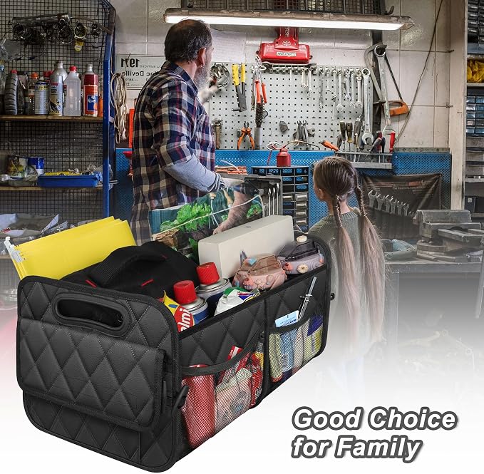 Deosk Car Trunk Organizer and Storage with Reinforced Handles, Waterproof Polyester Trunk Organizer for SUV, Minivan, Truck (Large, Black) - Image 7