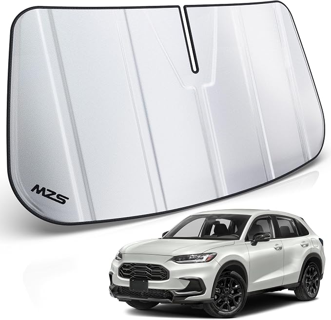 MZS Windshield Sun Shade Compatible with HRV 2023-2026 | 6-Layer Heat Insulation, 99% UV Blocking, Keeps Interior Cool, Full Coverage Visor, Foldable Car Window Sunshade, Storage Bag by MZS