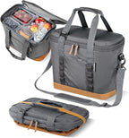 CleverMade Pacifica Collapsible Cooler Bag, Medium Travel Cooler, Cool Gray | Keep Drinks Cold and Pack Light | A Reinforced Base, Storage Pocket, Bottle Opener, and Shoulder Strap Add Outdoor Utility by CleverMade
