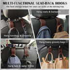 Car Seat Headrest Hook 55lb Heavy Duty Metal Hanger with Leather for Bags | Universal Fit car SUV Truck, Premium Microfiber Leather, Metal Core, Hang Purses Groceries Handbag Backpack, 2 Pack Brown - Image 3