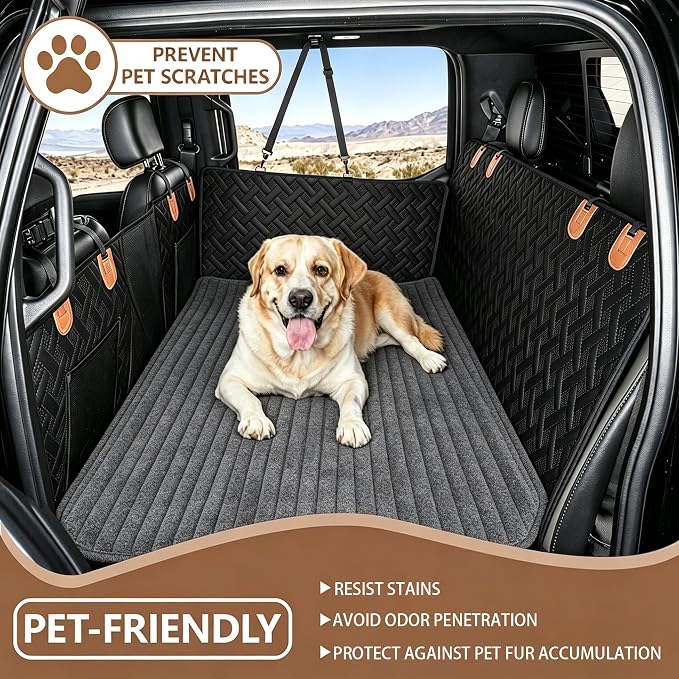 Dog Car Back Seat Bed Waterproof Non Slip Washable Pet Cover | Ultra-soft plush flannel pad soothes pet joint discomfort Vacuum compressed, heavy duty tear-resistant fabric(Dark Grey) - Image 3