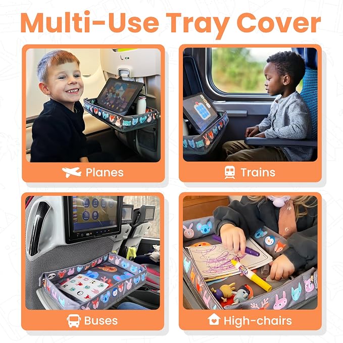 Airplane Tray Table Cover – Universal Fit & Easy Setup – Airplane Tray Cover Kids - Use in Buses, Trains, High Chairs I Plane Travel Essentials for Kids 1-5 Years - Image 3