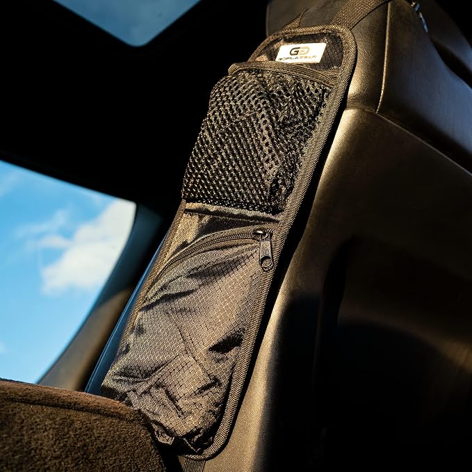 Gorla Gear Black Car Seat Side Organizer Hanging Organization Storage Bag Auto Accessories Multifunctional Mesh Net Pocket for Masks Sanitizer Drink Coin Change Pen Sunglass Phone Holder Truck SUV Van - Image 7