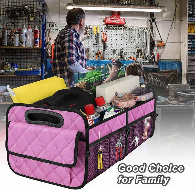 Deosk Car Trunk Organizer for SUV, Car Organizers and Storage with Reinforced Handles, Car Accessories for Women/Men 70L Waterproof Polyester Trunk Organizer(Large, Pink) - Image 7