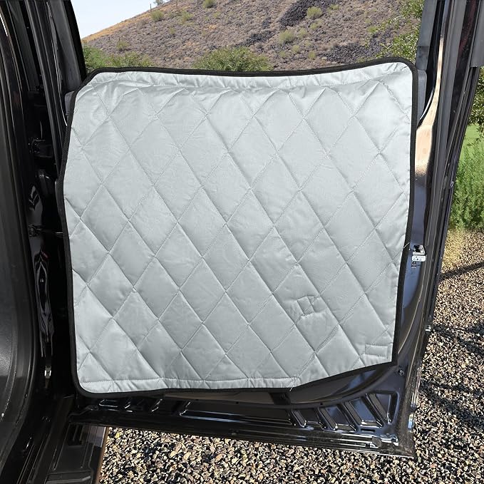 4Knines Heavy-Duty Car Door Protector for Dogs, Waterproof XL Grey | 28"W x 30"L; set of two door guards with top and bottom attachment points for secure fit; installs in 60 seconds. by 4Knines