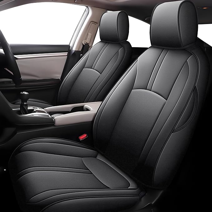 Custom Fit Seat Covers for Honda Civic Sedan EX-L,EX-T 2016-2021 Premium Comfort Faux Leather Car Seat Covers Black by AOMSAZTO