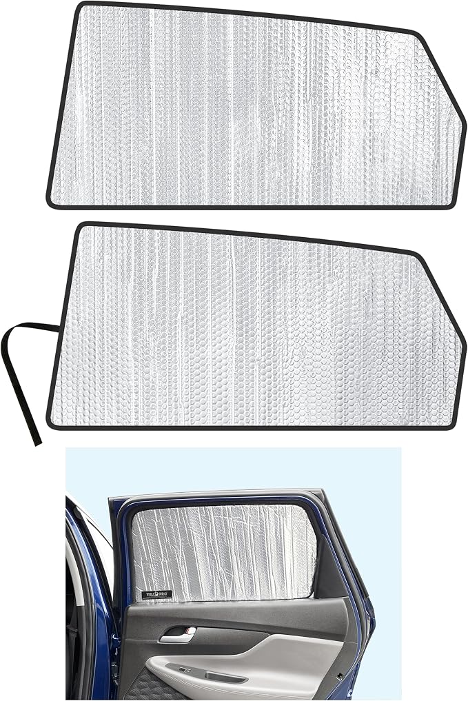 Side Window Rear Seat 2nd Row Sunshade Custom Fit for 2019 2020 2021 2022 2023 Hyundai Santa Fe SUV, Plug-in Hybrid, Hybrid, UV Sun Protection Accessories (Set of 2) by YelloProAutomotive