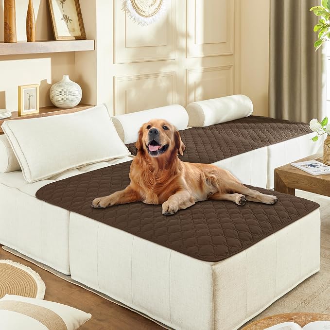 gogobunny Waterproof Blanket for Dogs，Couch Covers for Sectional Sofa | Anti Slip, Hair Resistant, Potty Training Couch Protector, Furniture Covers for Pets, 40x50 Inch Dark Chocolate by gogobunny