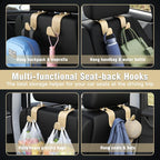 4-Pack Car Headrest Hooks Holds 55lbs Seat Storage Organizer for Bags | Durable ABS Material, 360° Rotating, Car Hanger for Backpack Umbrella Water Bottle Coat Handbags Groceries, Checkered Beige - Image 4