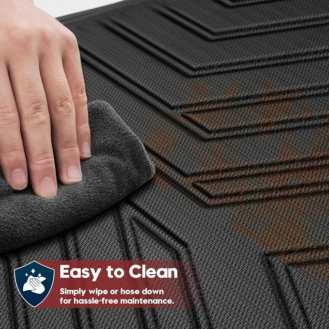 T TGBROS Floor Mats for 2019-2026 Chevy Silverado GMC Sierra 1500 2500HD 3500HD Crew Cab with Tailgate Mat Anti Slip Driver Pad Door Sill Protector TPE Floor Liner Set 8PCS - Image 6