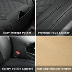 1 Pack Leather Front Car Seat Covers,Bottom Seat Covers for Cars,Driver Car Seat Cover,Luxury Seat Protectors,Waterproof,Anti-Slip,Full Wrap,for Most Vehicles,Sedan,Truck,SUV(Black) - Image 2