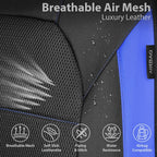 CAR PASS Leather seat Covers,Automotive Universal Sport car seat Cover Super 5mm Composite Sponge Inside,Airbag Compatible fits Most Cars, SUVs, Trucks, and Vans (Full Set,Black and Blue) - Image 4