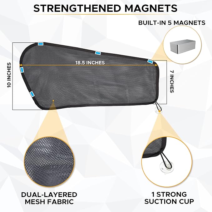 EcoNour Car Driver Front Window Sun Shade | Magnetic Window Curtain | Protects from Harmful Sun Rays for Drivers | Side Window Screen Sunshade for Cars Prevents Sun Damage | Black (1-Piece) - Image 6