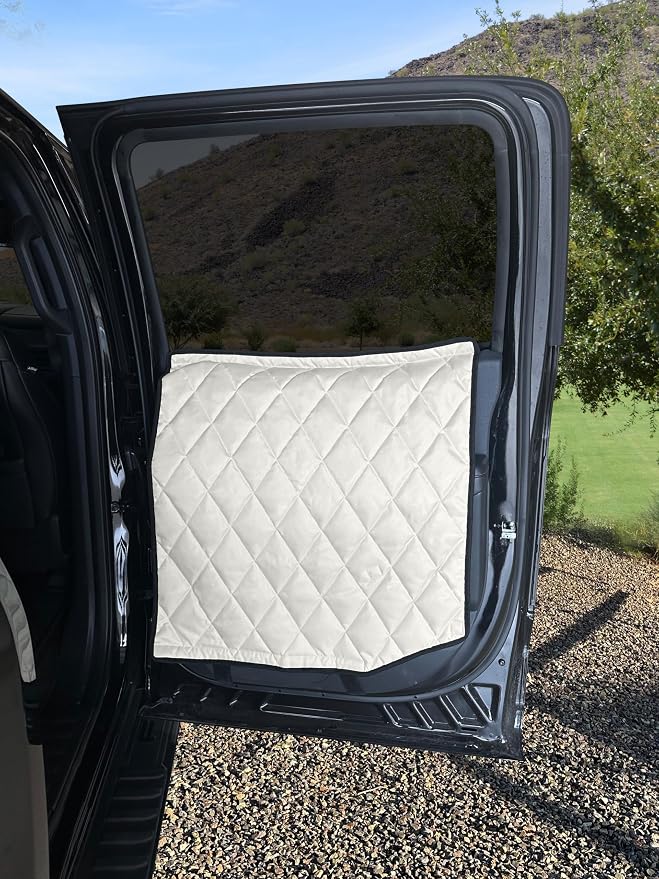 4Knines Heavy-Duty Car Door Protector for Dogs, Waterproof XL Tan | 28"W x 30"L; set of two door guards with top and bottom attachment points for secure fit; installs in 60 seconds. by 4Knines