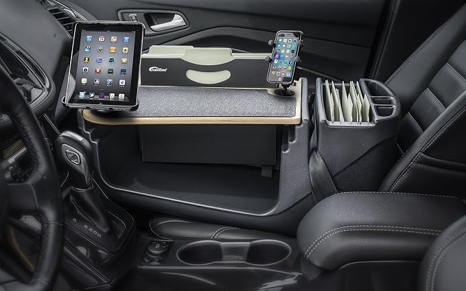 AutoExec AE-FMEF-PI-PM-TAB-11M Efficiency FileMaster Car Desk for Your Vehicle Workstation and Mobile Office, Natural with 400 watt Power Inverter, Phone Mount and Tablet Mount | 400 Watt Power Inverter, Phone Mount, Tablet Mount, Vehicle Workstation a... - Image 2