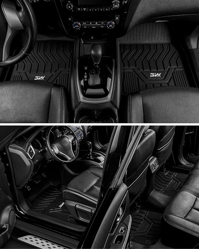 3W Floor Mats for Nissan Rogue 2026 2025 2024 2023 2022 2021 (NOT Sport) | 1st & 2nd, Not for Rogue Sport, Easy To Clean and Installation, Durable, Waterproof Protection, TPE All Weather, Custom Fit - Image 3