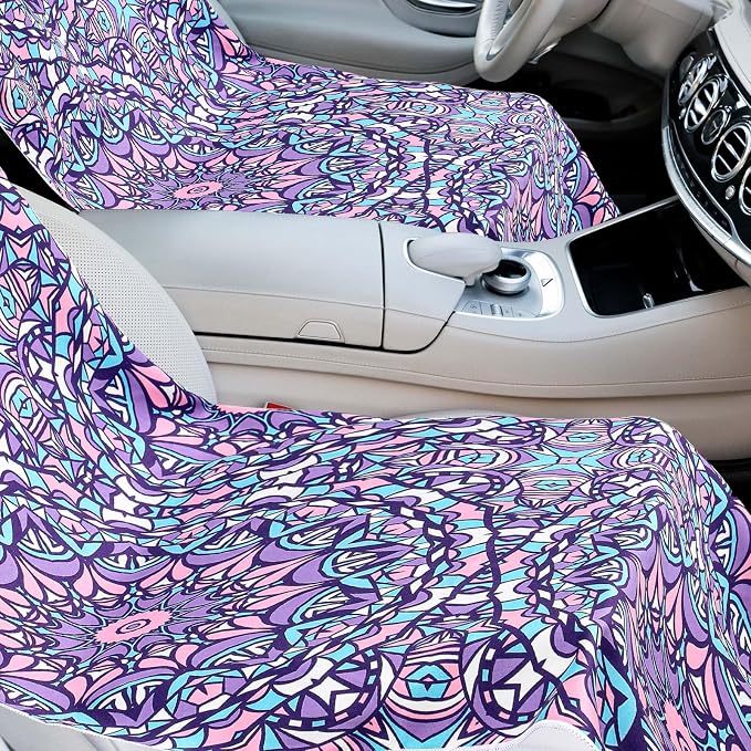 Hahafelt 2 Pack Car Seat Towel Cover with Storage Bag, Retro Kaleidoscope | 63 x 32 in Car Towel Seat Cover Non Slip Waterproof, Gym Workout Swimming Running, Machine Washable Sweat Absorbent Protector - Image 3