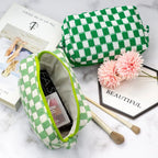 Checkered Makeup Bag for Purse, Small Cosmetic Pouch,Light Green,2 Pack | Cute Zipper Makeup Organizer for Women, Travel Essentials, Toiletries, Makeup Brushes, Beauty Accessories&Bridesmaid Gifts - Image 3