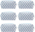 Checkered Makeup Bag for Purse, Small Travel Cosmetic Pouch,Blue,6 Pack | Cute Zipper Makeup Organizer for Women, Travel Essentials, Toiletries, Makeup Brushes, Beauty Accessories&Bridesmaid Gifts by PAZIMIIK