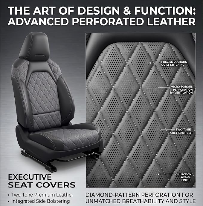 redblue Custom Fit Toyota Corolla Seat Covers for 2020-2022 L/LE | Black and Gray leather Seat Covers Full Set, Fit 2020 2021 2022 corolla L LE, Front and Rear Car Seat Cover - Image 2