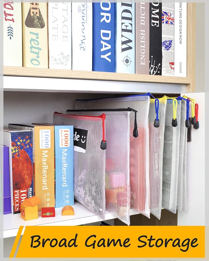 SUNEE Multisize Mesh Zipper Pouches (7 Colors, 21 Packs), Water-Resistant Zip Bag for School Office Supplies, Puzzles & Games Organizing Storage - Image 4