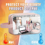 Kacctyen Insulated Makeup Bag for Car Women Cosmetics Bag Heat-resistant Travel Makeup Organizer Waterproof Skincare Case from Melting Freezing Winter Valentines Gift for Women(Medium,Portable,Pink) - Image 4