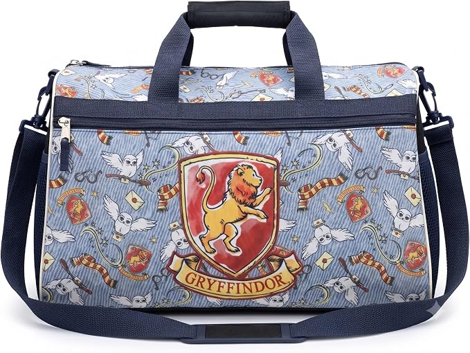 Harry Potter Gryffindor Kids Duffle Bag 16.5" – Travel & Sports Bag with Zipper Pocket, Mesh Sides & Strap by FASTFORWARD