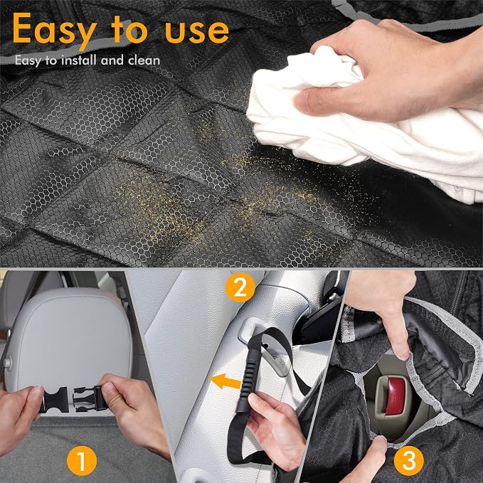 BRONZEMAN 100% Waterproof Bench Car Seat Cover Protector - Strong & Durable,Heavy-Duty and Nonslip Rear Back Seat Cover with Middle Seat Belt,Universal Size Fits for Cars, Trucks & SUVs - Image 4