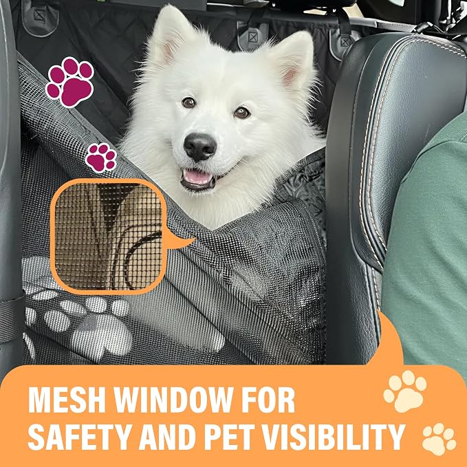 Active Pets Dog Car Seat Cover for Back Seat, Waterproof Pet Protection Hammock, SUV Truck Car Backseat Protector with Safety Features, Black - Image 7