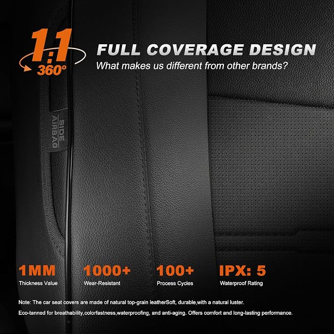 Car Seat Covers Custom Fit for Honda CRV: 2023 2024 2025 2026 Full Set Faux Leather Car Seat Cover Waterproof (5 Seats,Black) - Image 8