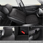Linen Front Car Seat Covers Cloth Fabric Automotive Seat Protectors | Breathable Durable Anti-Slip All-Season Comfort Easy to Install Universal Fit for 95% of Cars Trucks SUVs Vans (Black, 2PCS) - Image 8