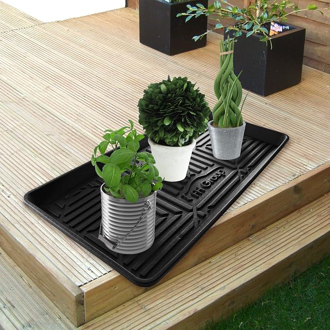 FH Group Climaproof for All Weather Protection Black Multi-Purpose Pet Feeding Bowl Tray, Dog Bowl Tray, Boot Tray, Shoe Tray, Great for Entryway or Garage 30 - Image 3