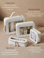 Clear Makeup Bag with Zipper, Women Travel Toilrty Bag White Medium | Structured Clear Cosmetic Case, Car Essential Organizer Bag, Waterproof PU Leather, Dual Zipper, Wide Opening and Compact - Image 7