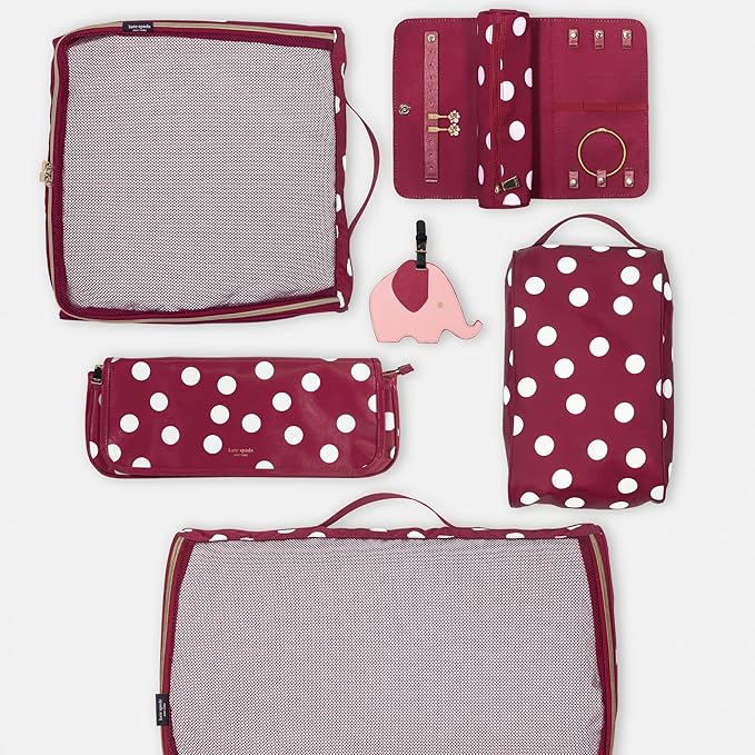 kate spade new york Hair Tool Organizer Bag, Julie Dot | Leatherette Travel Bag for Hair Dryer, Curler, Straightener, or Air Styler with Built in Heat Resistant Mat - Image 5