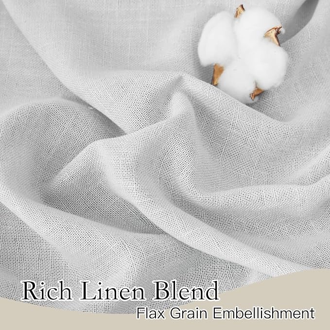 RYB HOME Linen Texture Wave Sheer Drapery 72 inches Long for Cottage Garden | Privacy Window Sheers, Dreamy Simi Transparent, Bathroom Living Room, Dove Grey, W52 x L72, 2 Pcs - Image 2