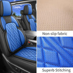 Car Seat Cover Custom Fit for Ford F150 2009-2026 Faux Leather Seat Cover Set Compatible with Regular Cab Super Cab Super Crew Pickup Truck Cushions (Black & Blue, Front Seat) - Image 4
