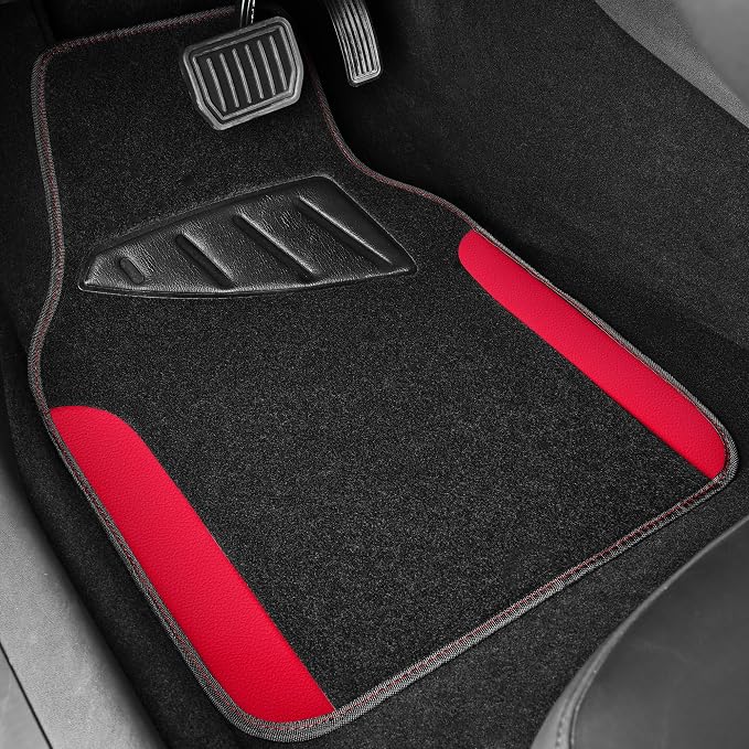 CAR PASS Waterproof Universal Faux Leather 3Row Car Floor Mats, Red Car Mats Fit for SUV,Vans,sedans, Trucks,Set of Vehicles Car Carpet with Driver Heel Pad and Anti-Slip Nibs Backing (Red 3Row) - Image 7