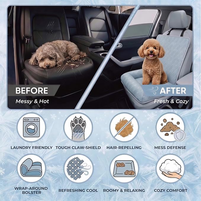 Premium Dog Cooling Car Seat Mat for Small Dogs & Puppies, Front Seat Travel - Image 7
